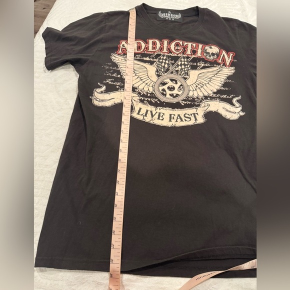 Addiction Black Graphic T-Shirt live fast die last motorcycle  racing - Picture 5 of 9